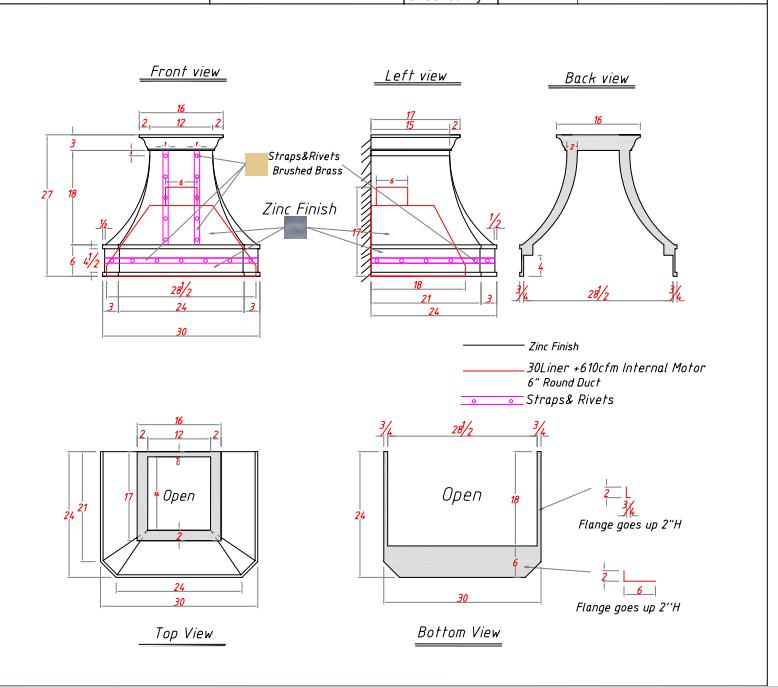 Fobest Custom Range Hood FSS-284- Deposit payment for James