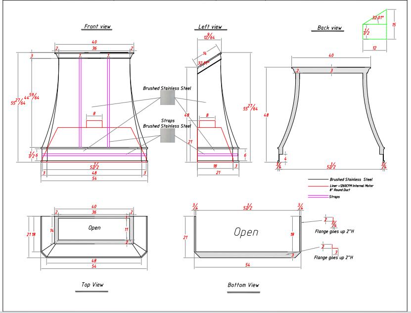 Fobest Custom Stainless Steel Range Hood - Custom Link for Dan