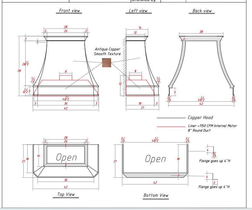 Fobest Custom Copper Range Hood - Custom Link for Katie Grimwood