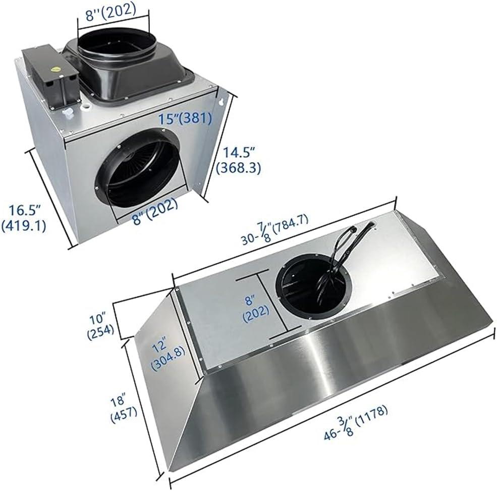 Fobest 48 inch Range Hood Insert with 1260CFM Remote Blower-F0148RE
