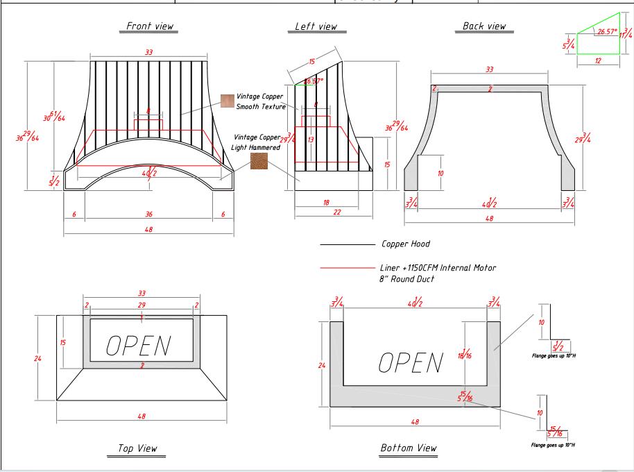 Fobest Custom Stainless Steel Range Hood - Custom Link for Ray Stillions