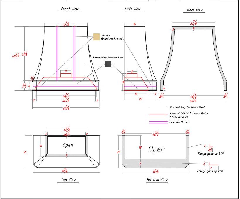 Fobest Custom Stainless Steel Range Hood - Custom Link for Ryan S. Taylor