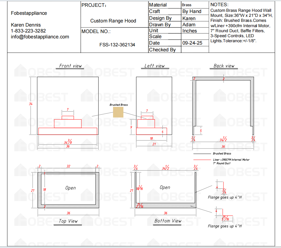 Fobest Range Hood Price Hold Link - Refundable Custom Link for Laurie Jennings