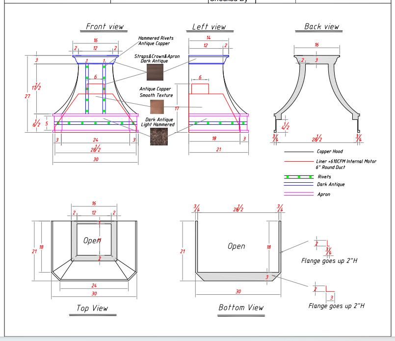 Fobest Custom Copper Range Hood - Custom Link for Tammy Burgard