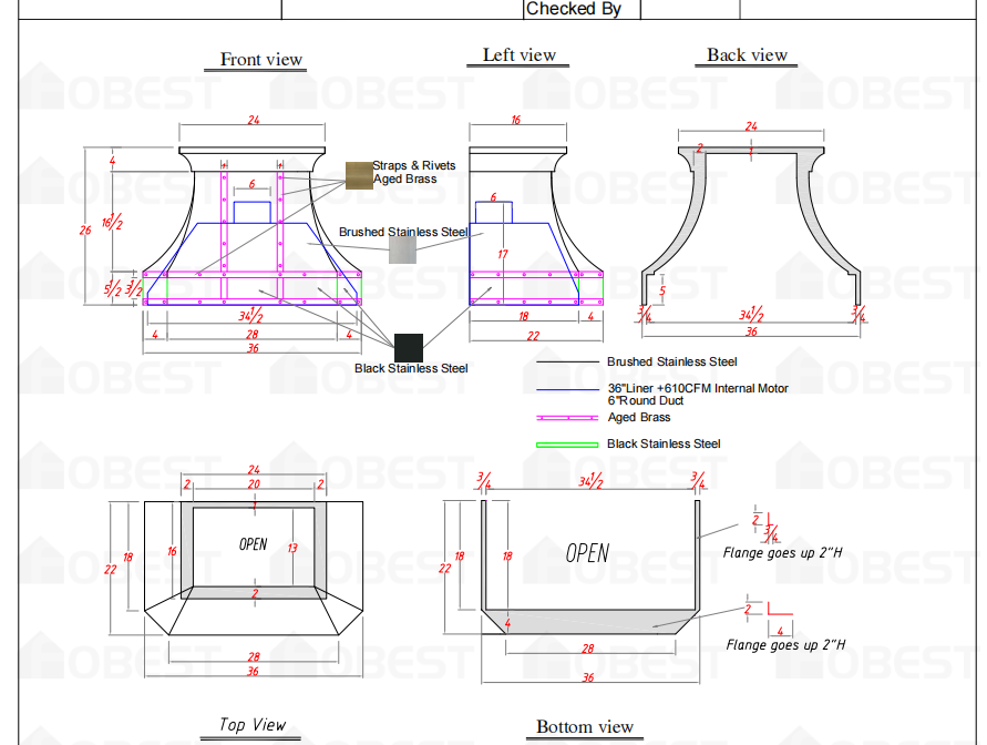 Fobest Custom Metal Range Hood Model FSS-455 | 50% Deposit Custom Link for Carolyn