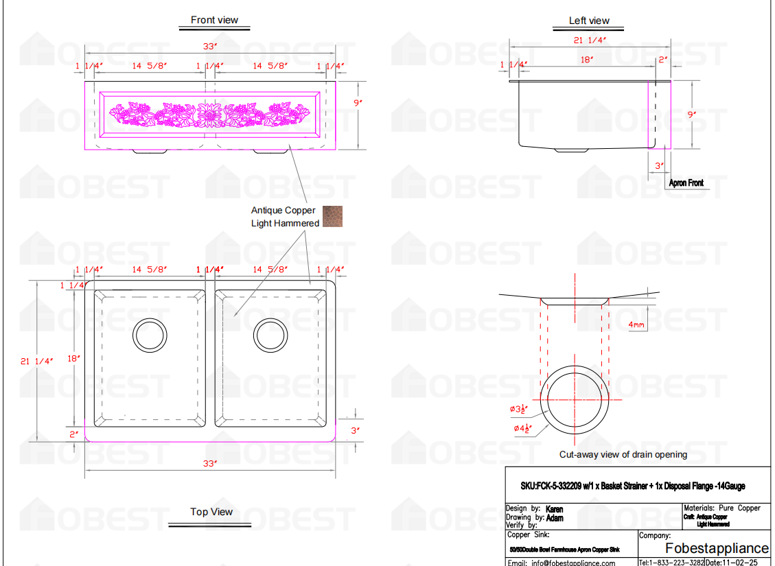 Fobest Custom Metal Range Hood & Copper Sink-Custom Link for Svetlana