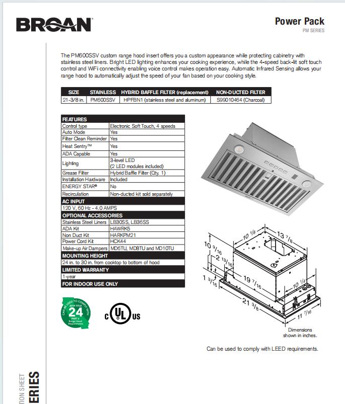Fobest Custom Range Hood - Custom Link for Devin&Tina