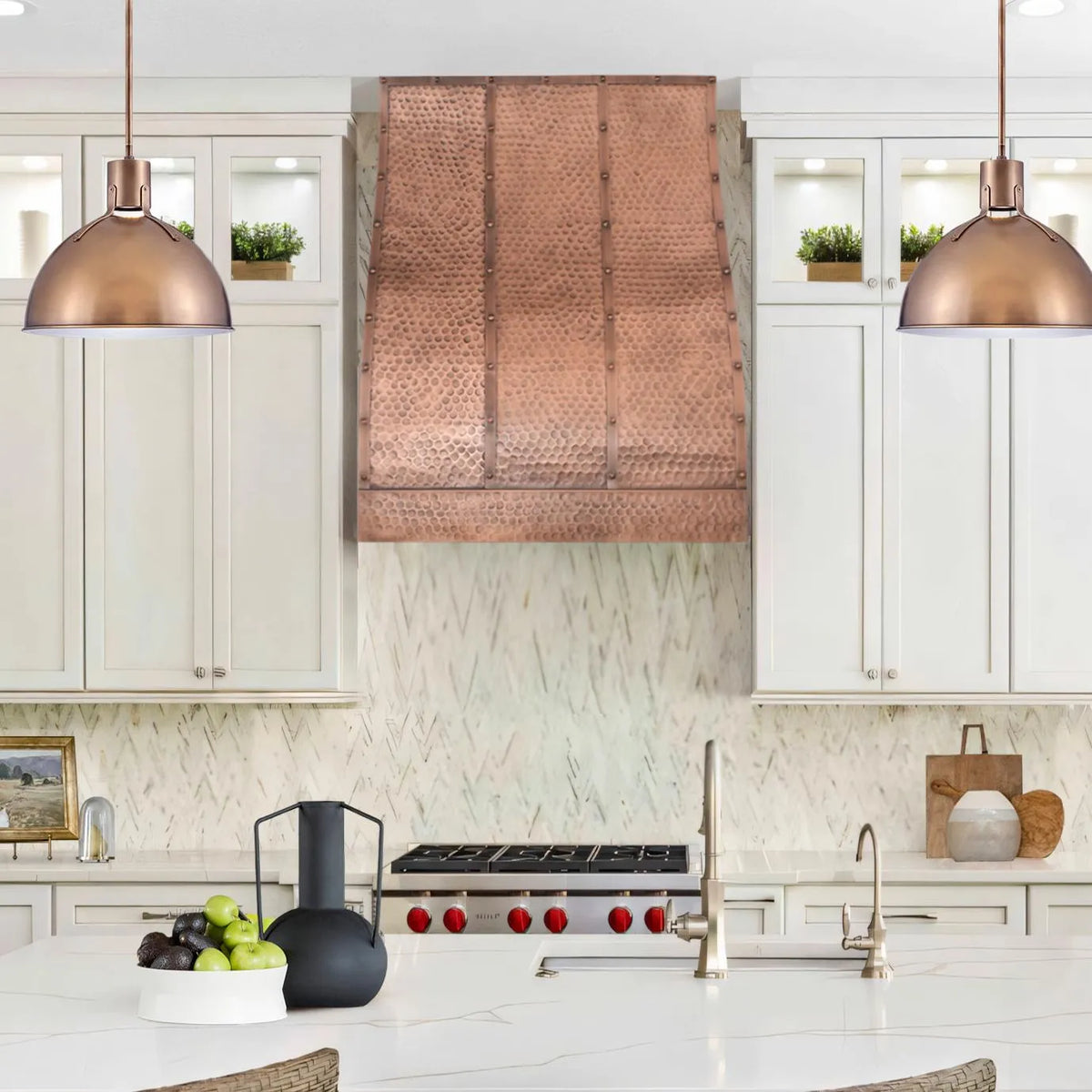 Fobest Antique Copper Range Hood with Antique Copper Straps FCP-219-Copper Range Hood-Fobest