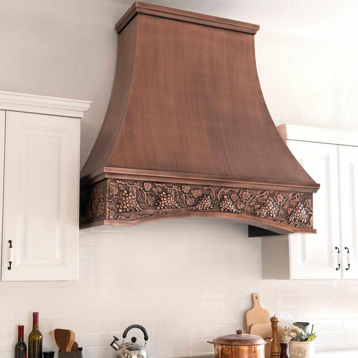 Fobest Antique Copper Range Hood with Grape Motif FCP-70-Copper Range Hood-Fobest