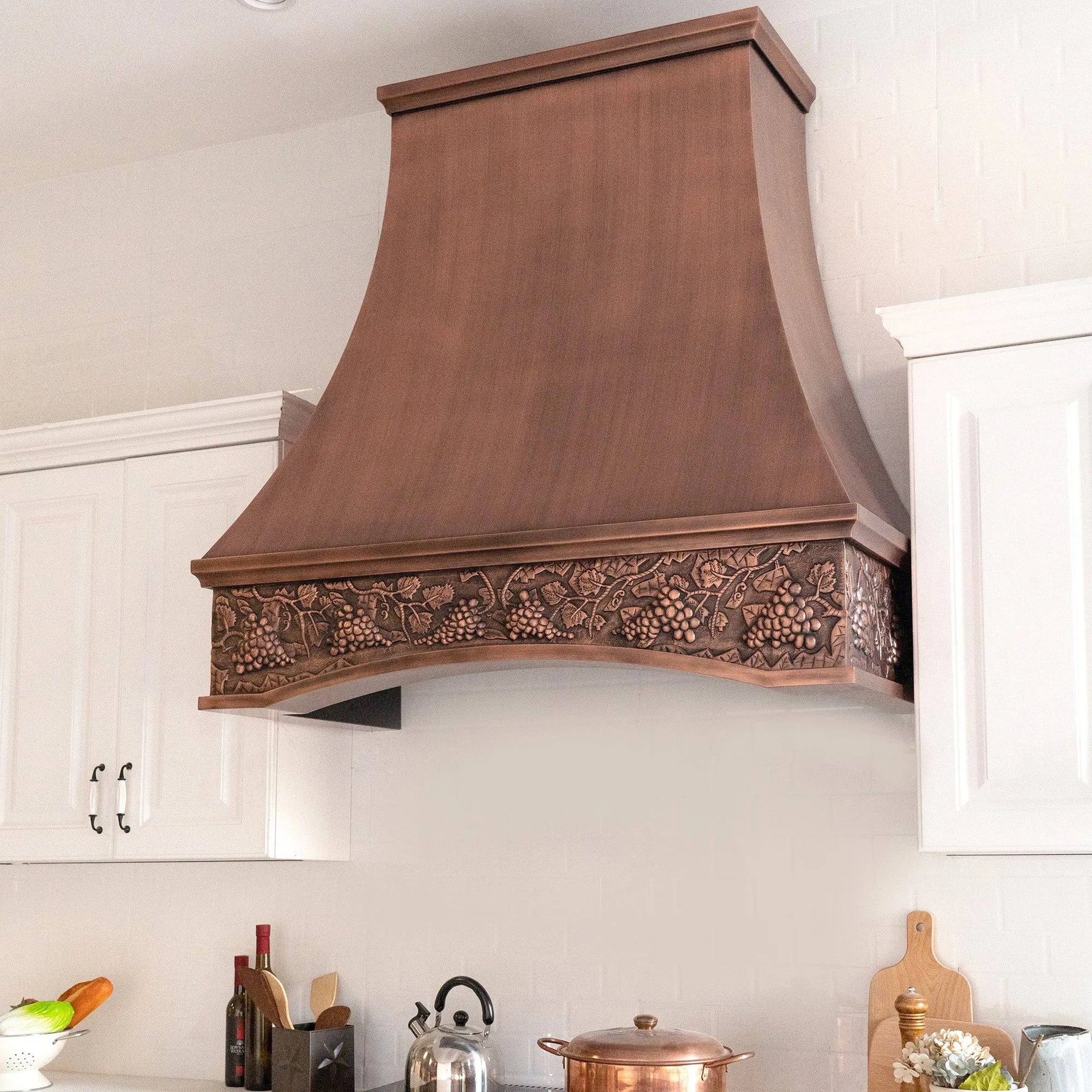 Fobest Antique Copper Range Hood with Grape Motif FCP-70-Copper Range Hood-Fobest