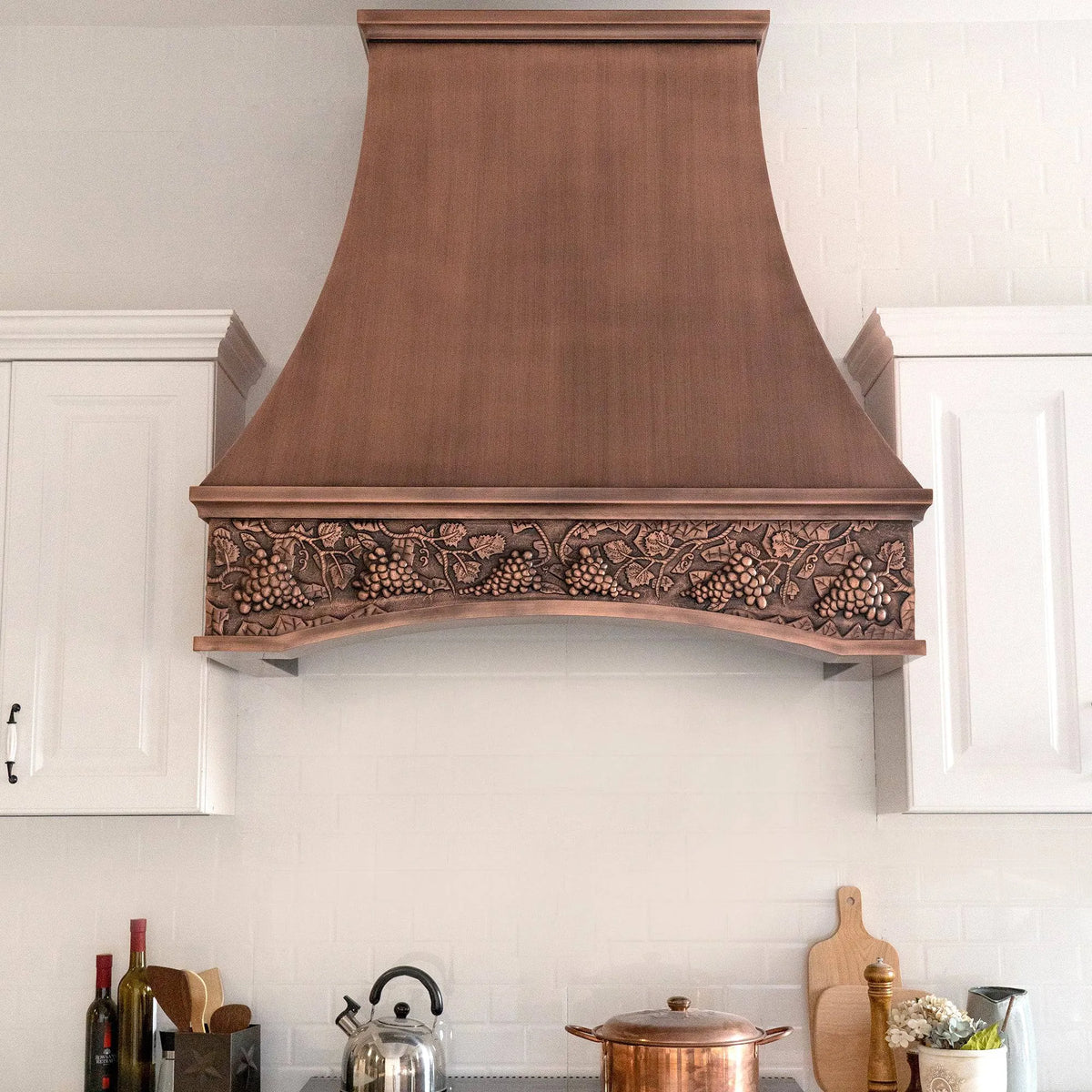Fobest Antique Copper Range Hood with Grape Motif FCP-70-Copper Range Hood-Fobest