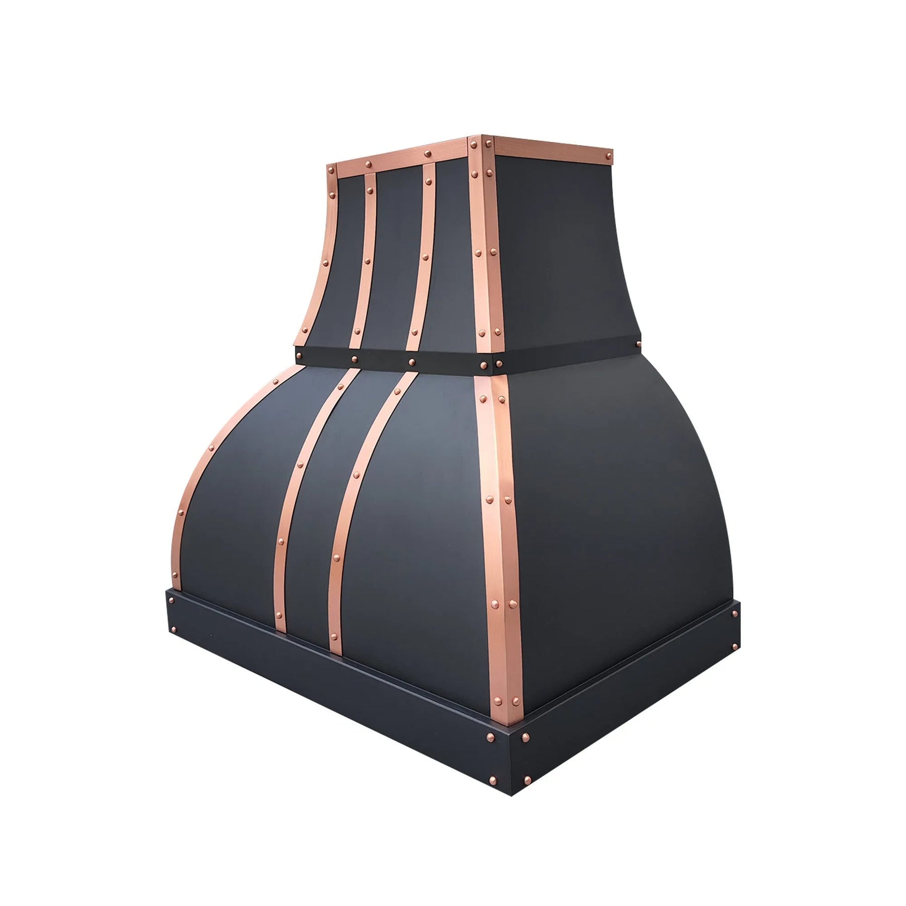 Fobest Black Exhaust Hood with Copper Straps FSS-367-Stainless Steel Range Hood-Fobest