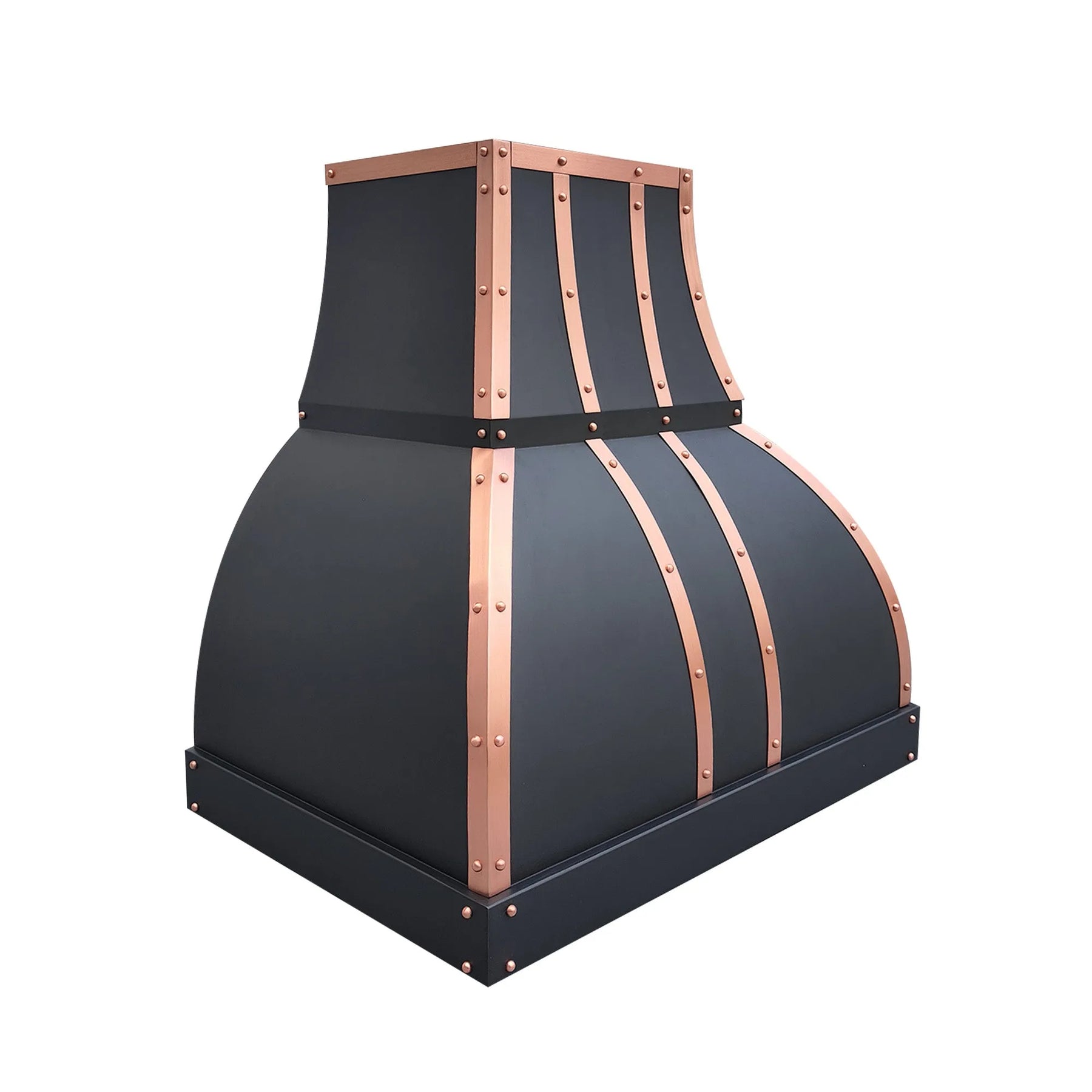 Fobest Black Exhaust Hood with Copper Straps FSS-367-Stainless Steel Range Hood-Fobest