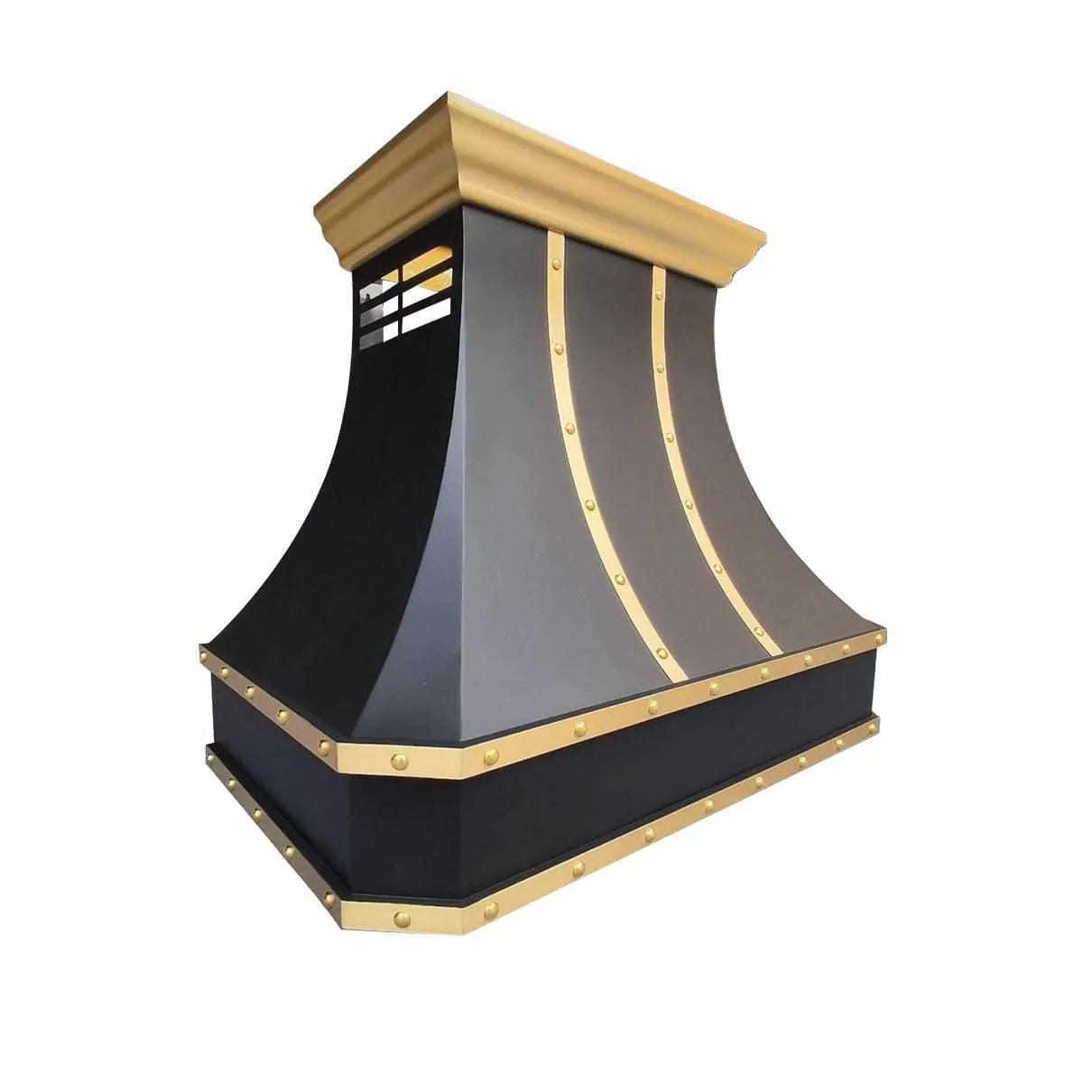 Fobest Black Kitchen Hood Stainless Steel with Brass Crown FSS-234-Stainless Steel Range Hood-Fobest