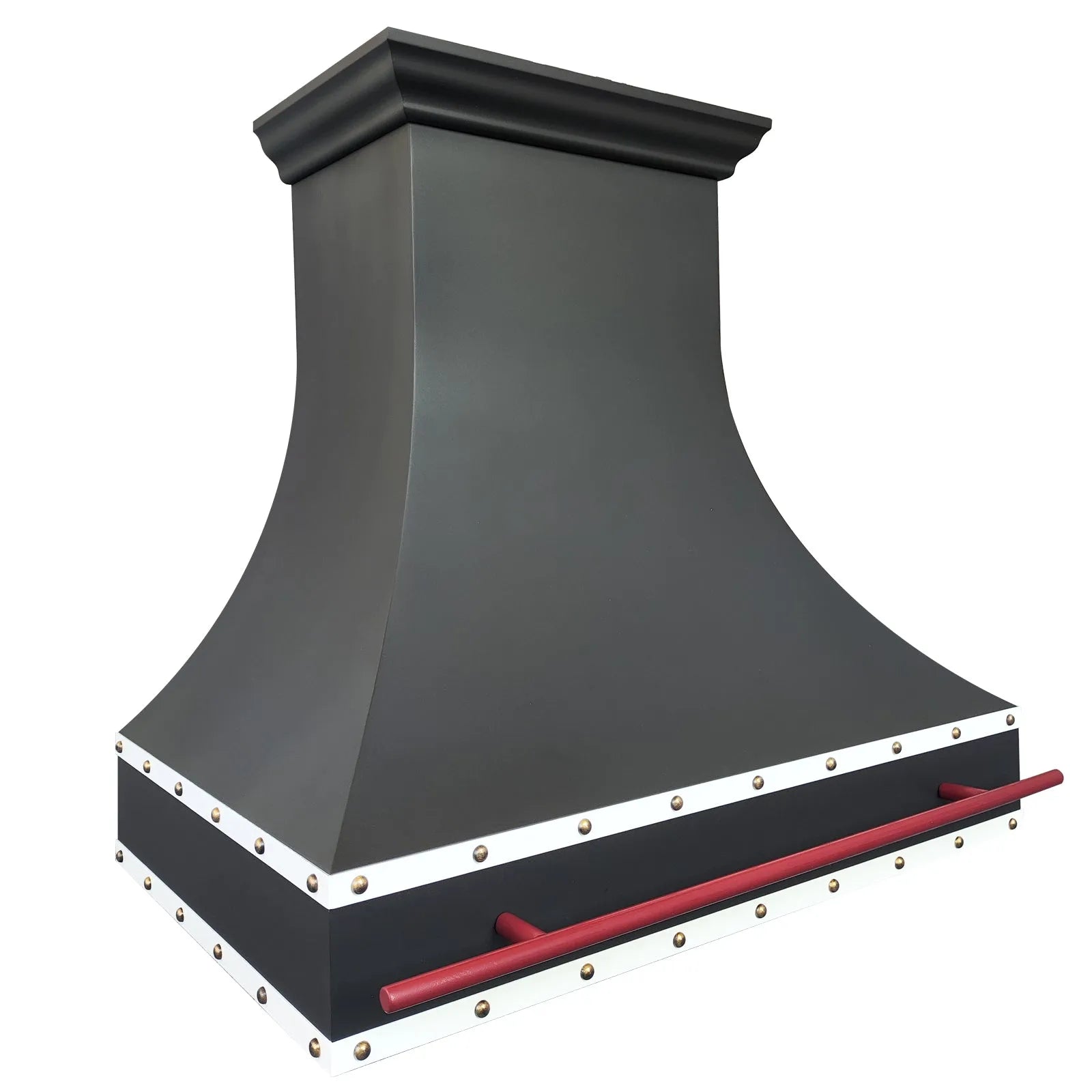Fobest Black Kitchen Vent Hood with Red Pot Rail FSS-412-Stainless Steel Range Hood-Fobest