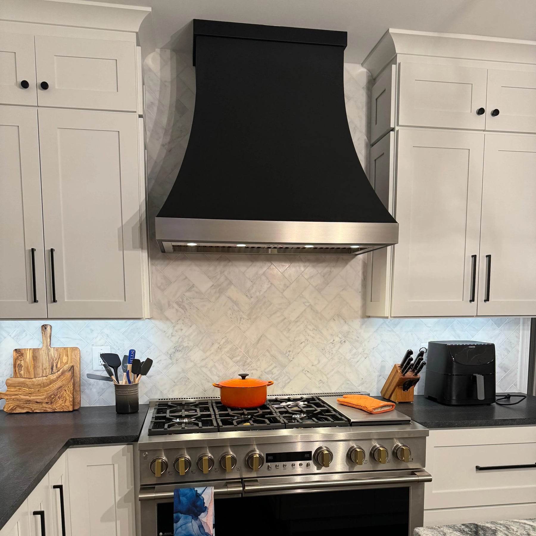 Fobest Black Range Hood Stainless Steel Band FSS-255-Stainless Steel Range Hood-Fobest