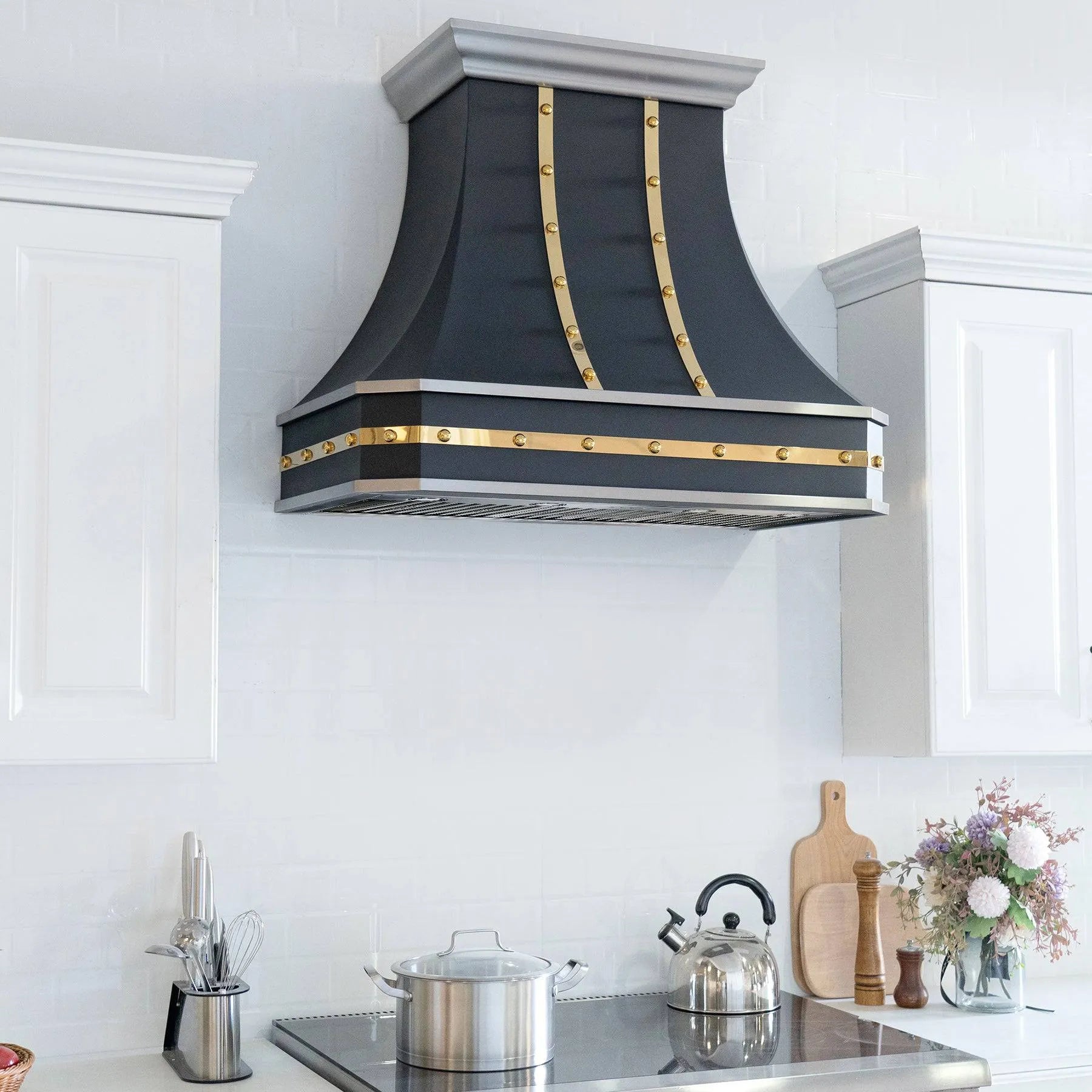 Fobest Black Stainless Steel Custom Hood with Curved Shape FSS-114-Stainless Steel Range Hood-Fobest