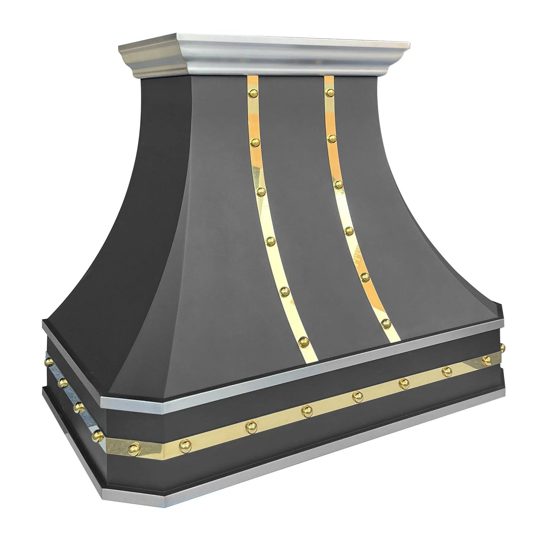 Fobest Black Stainless Steel Custom Hood with Curved Shape FSS-114-Stainless Steel Range Hood-Fobest
