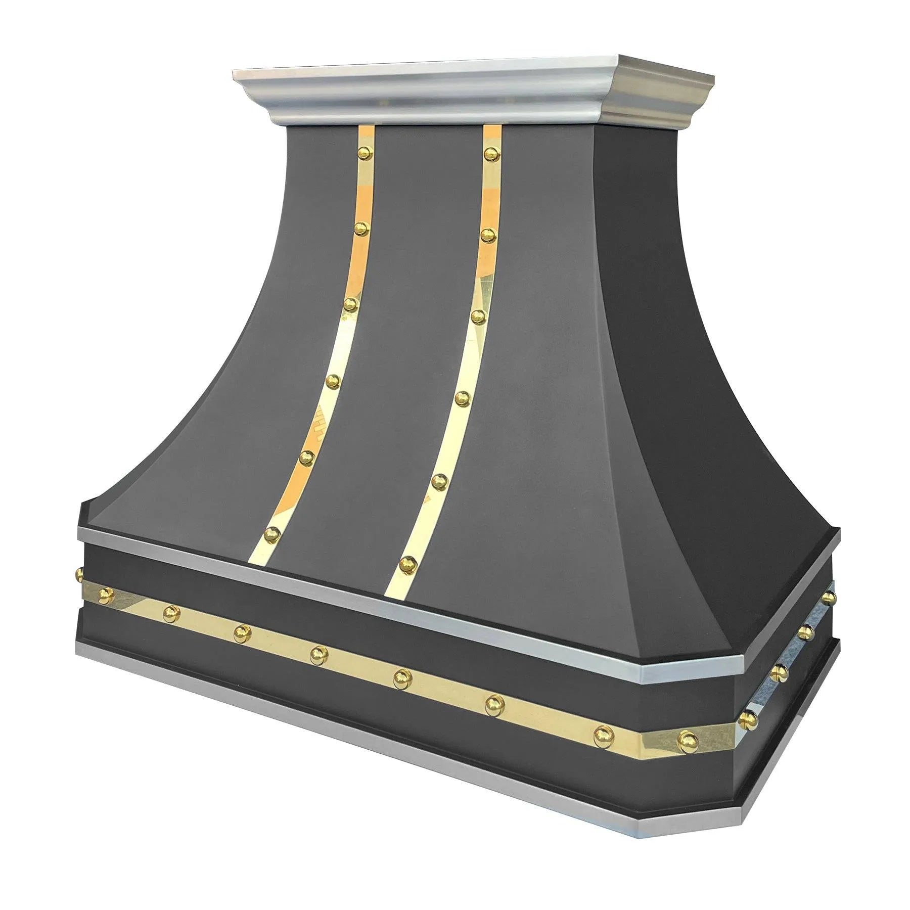 Fobest Black Stainless Steel Custom Hood with Curved Shape FSS-114-Stainless Steel Range Hood-Fobest