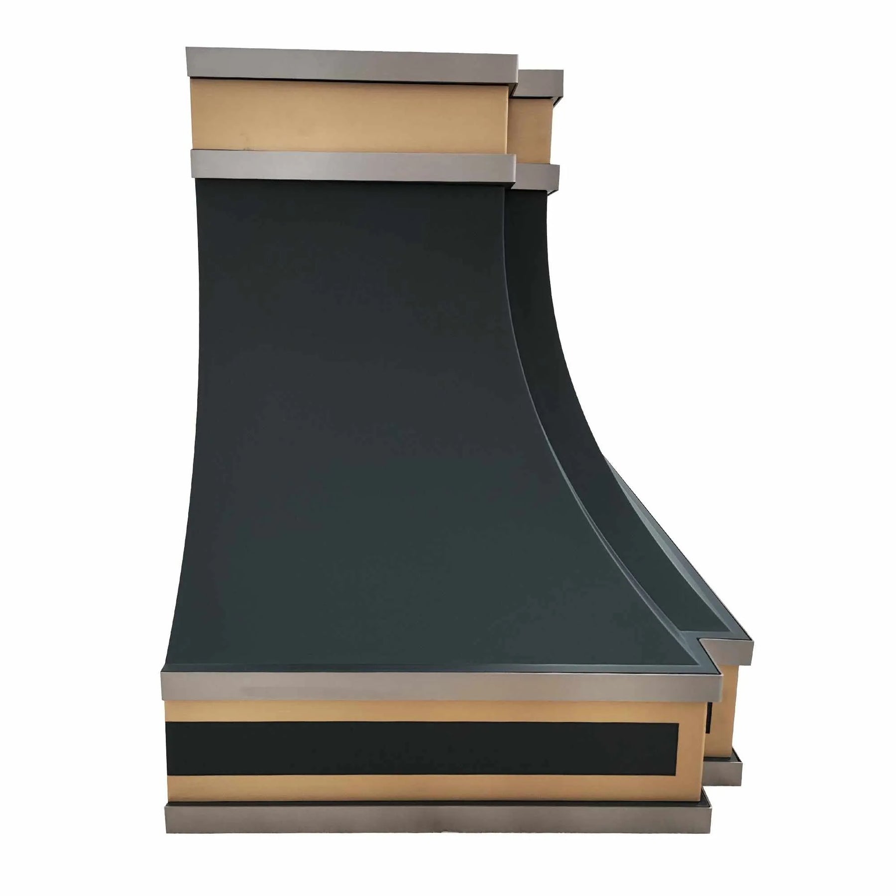 Fobest Black Stainless Steel Kitchen Hood with Brass Top FSS-229-Stainless Steel Range Hood-Fobest