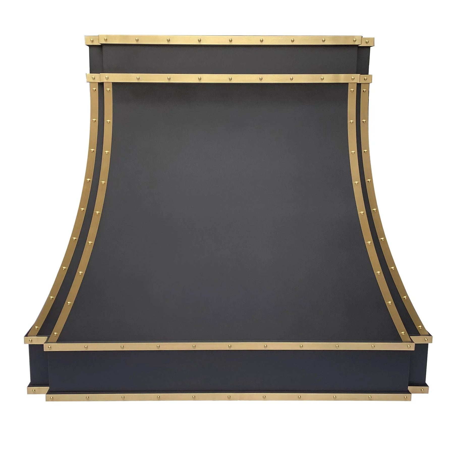 Fobest Black Stainless Steel Range Hood with Brass Trim and Rivet FSS-14-Stainless Steel Range Hood-Fobest