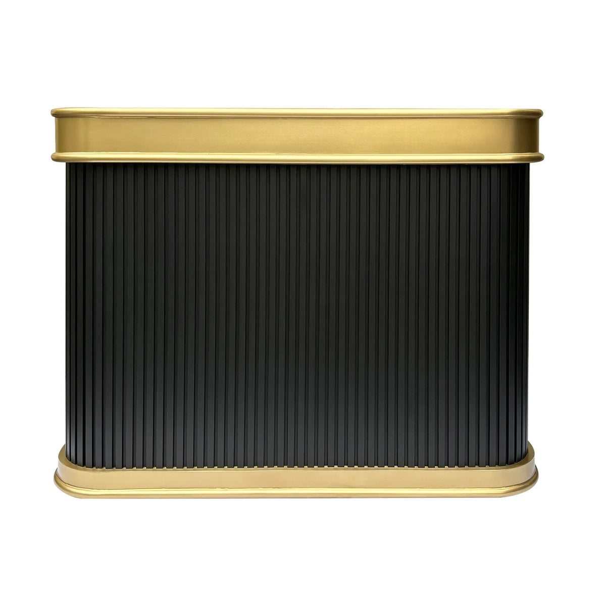 Fobest Black Stainless Steel Range Hood with Fluted Texture and Brass Trim FSS-396-Stainless Steel Range Hood-Fobest