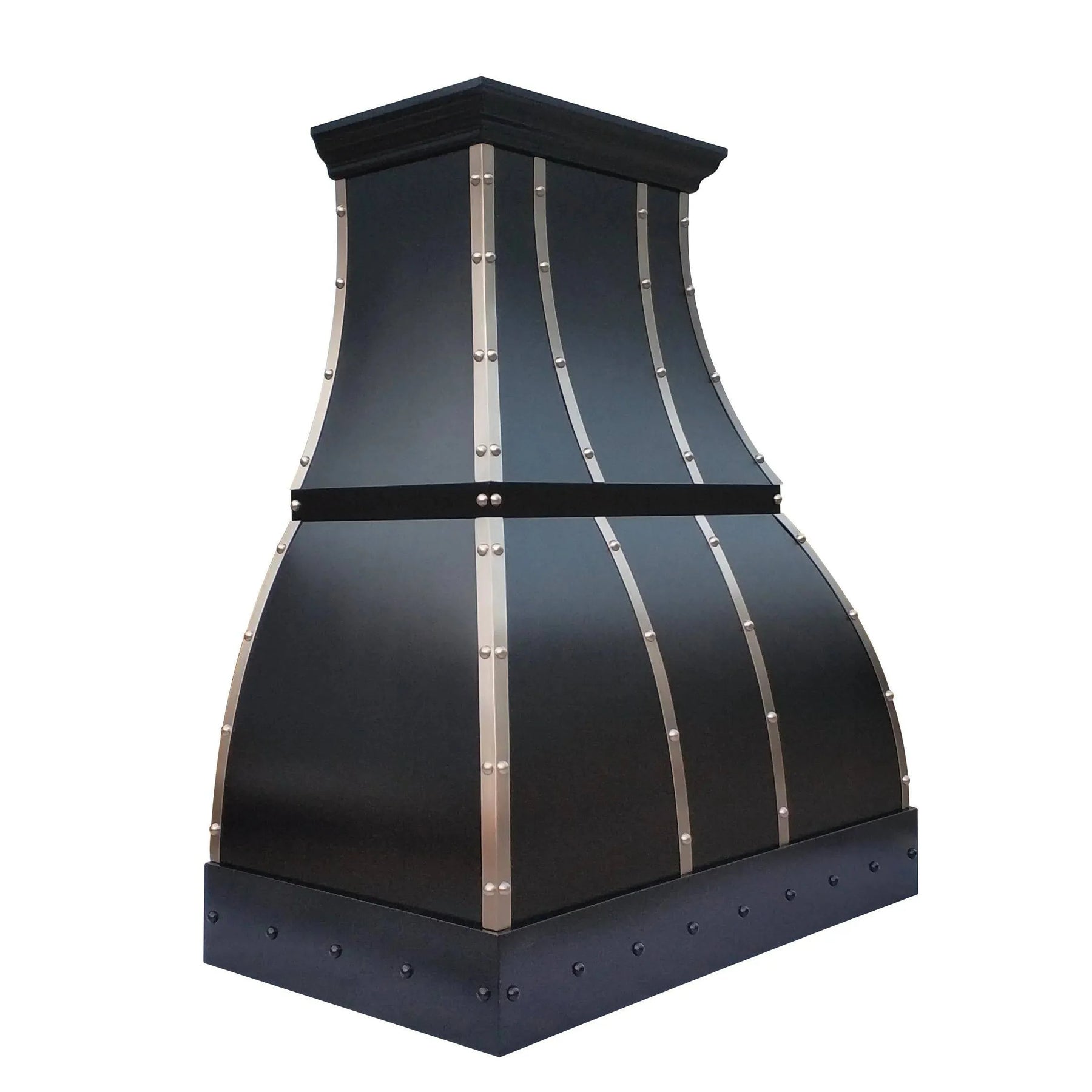 Fobest Black Stainless Steel Range Hood with Silver Straps FSS-108-Stainless Steel Range Hood-Fobest