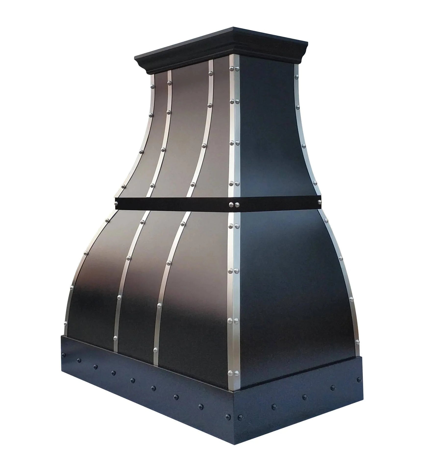 Fobest Black Stainless Steel Range Hood with Silver Straps FSS-108-Stainless Steel Range Hood-Fobest
