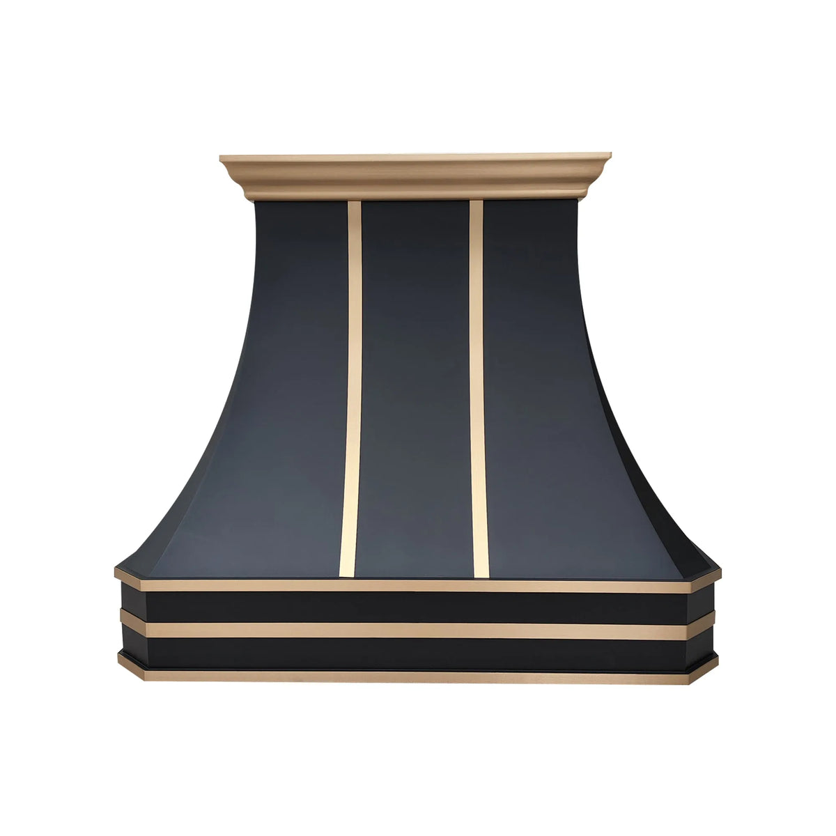 Fobest Black Stainless Steel Stove Hood with Brass Crown FSS-373-Stainless Steel Range Hood-Fobest