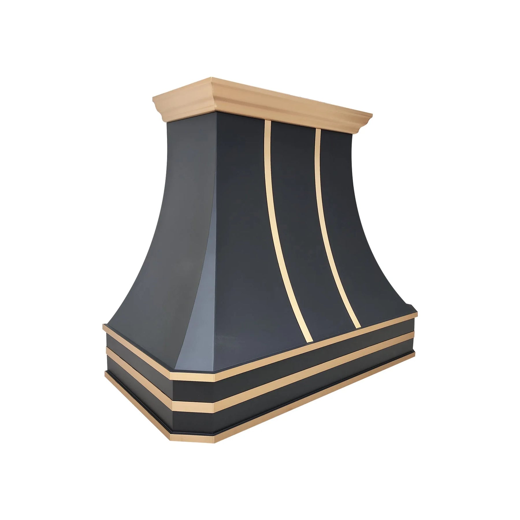 Fobest Black Stainless Steel Stove Hood with Brass Crown FSS-373-Stainless Steel Range Hood-Fobest