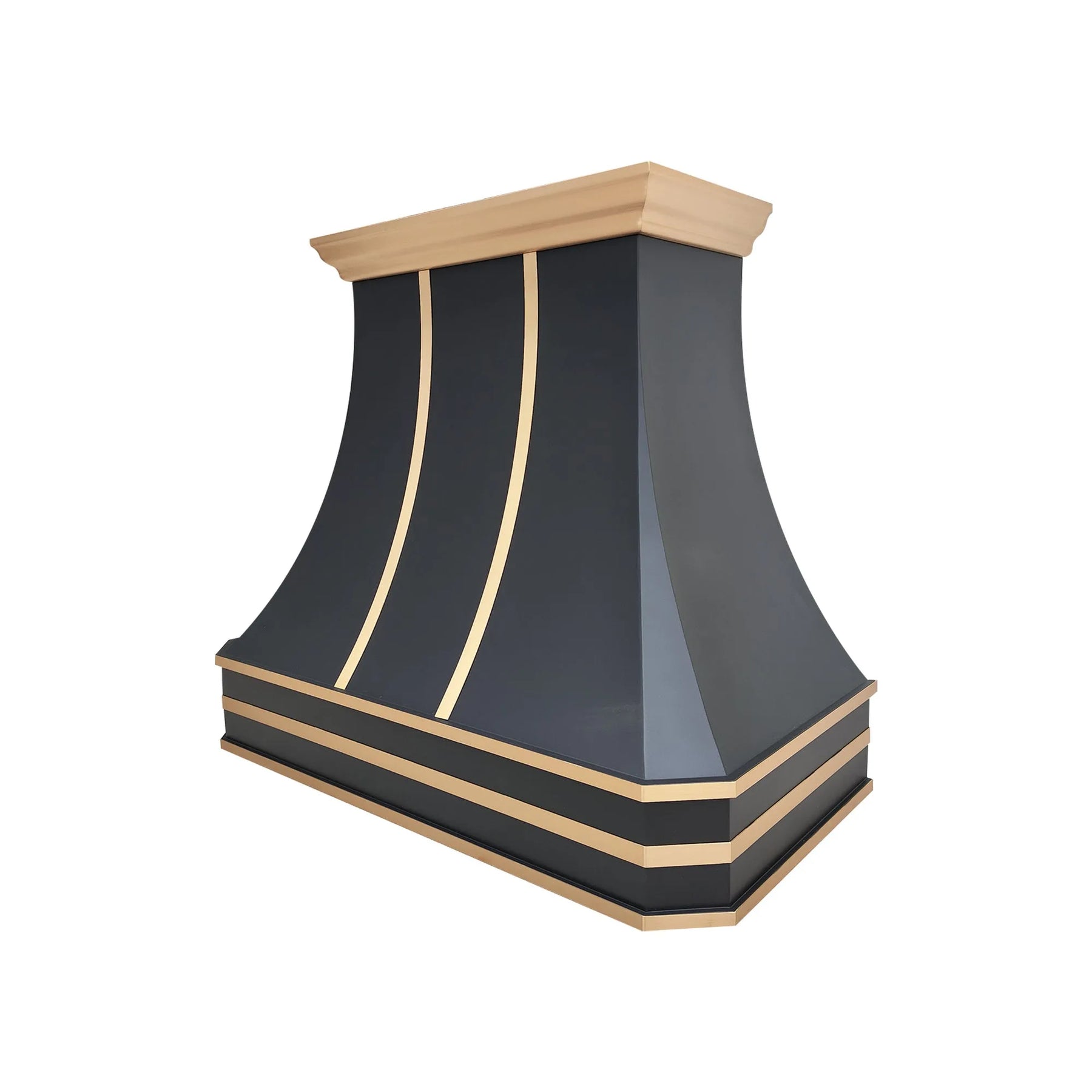 Fobest Black Stainless Steel Stove Hood with Brass Crown FSS-373-Stainless Steel Range Hood-Fobest