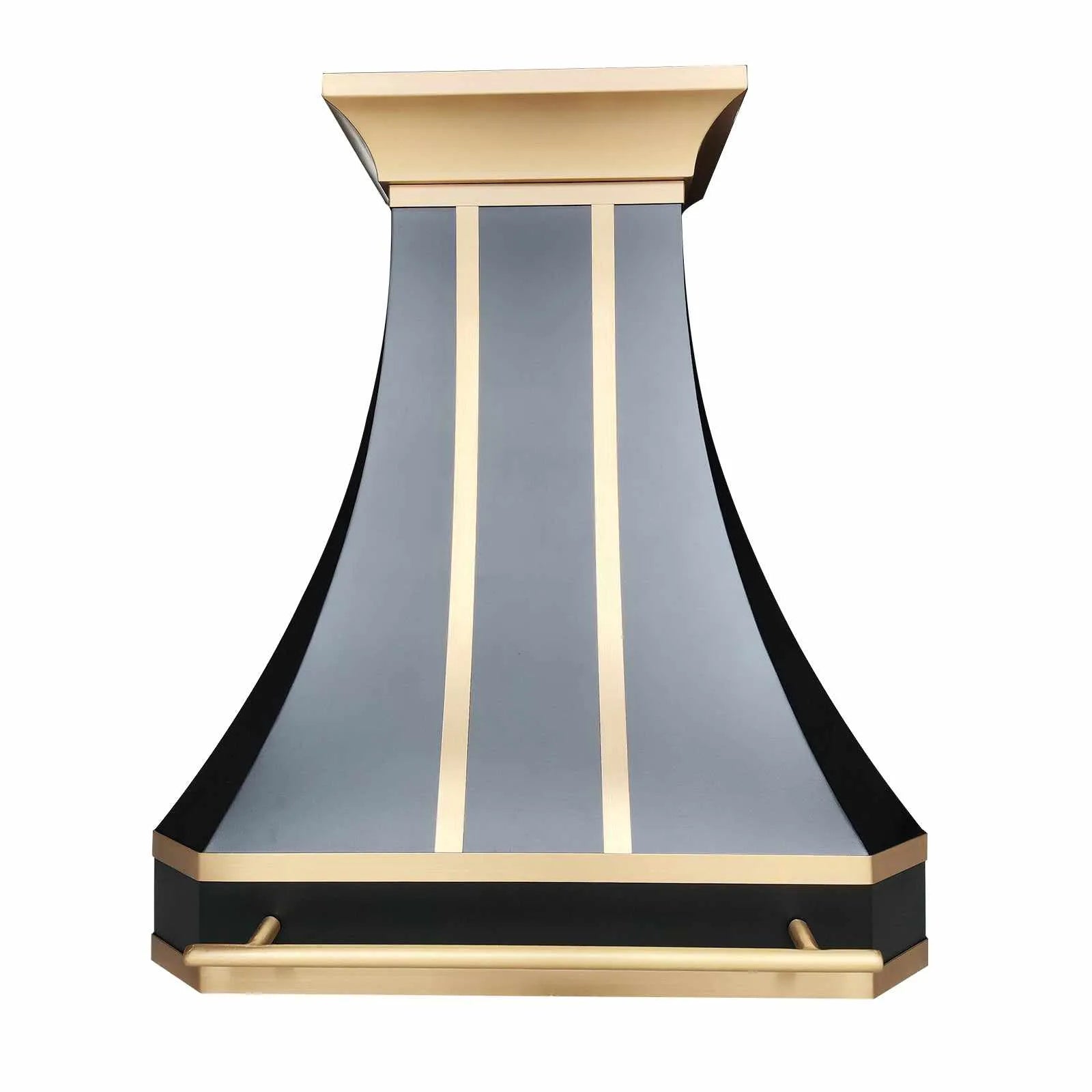 Fobest Black Vent Hood with Brass Trim and Pot Rail FSS-200-Stainless Steel Range Hood-Fobest