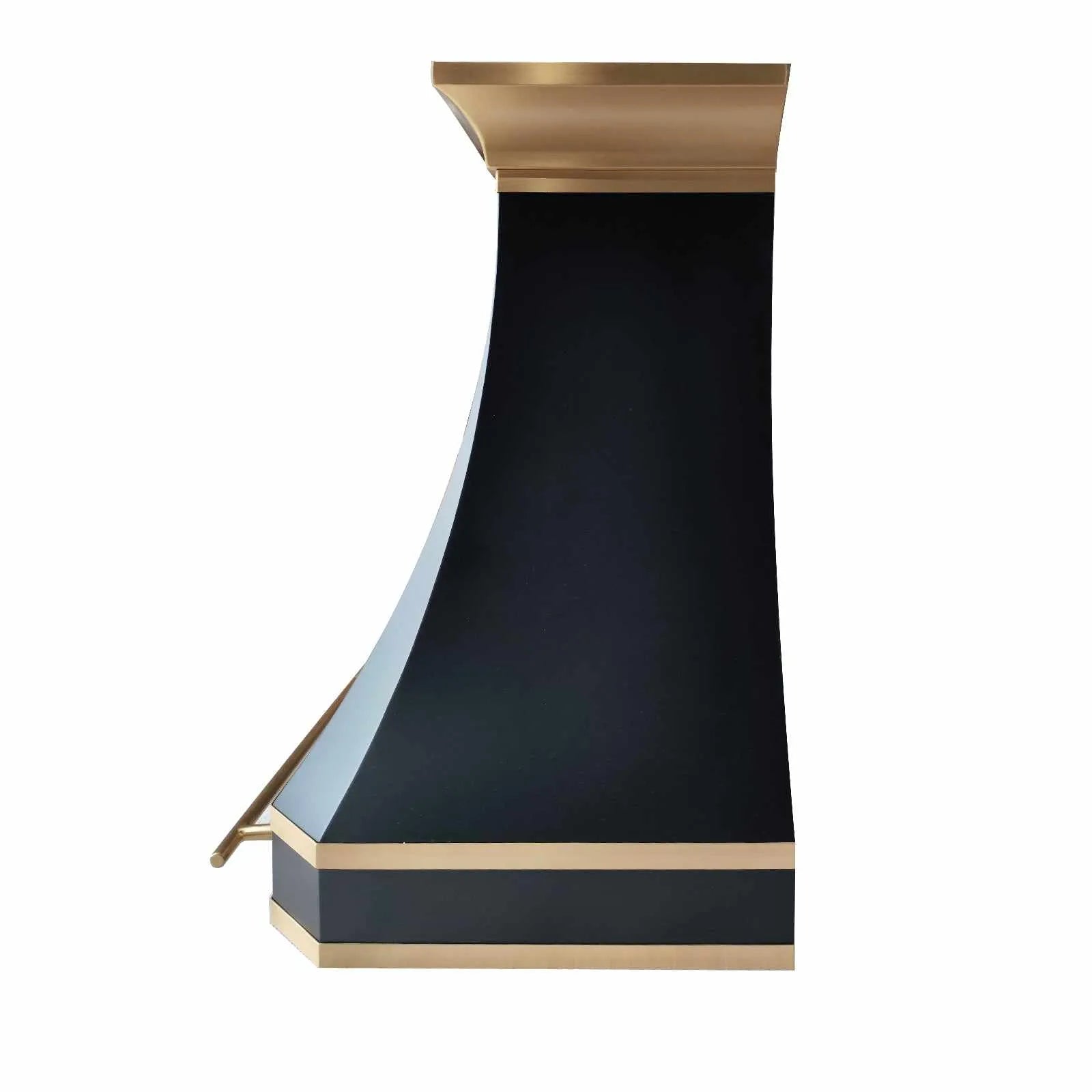 Fobest Black Vent Hood with Brass Trim and Pot Rail FSS-200-Stainless Steel Range Hood-Fobest