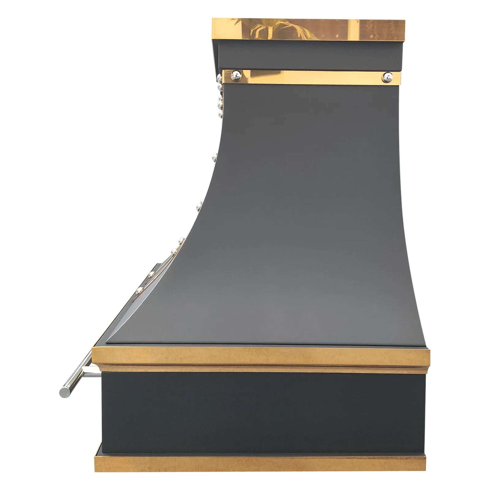 Fobest Black Vent Hood with Polished Brass Straps and Pot Rail FSS-416-Stainless Steel Range Hood-Fobest