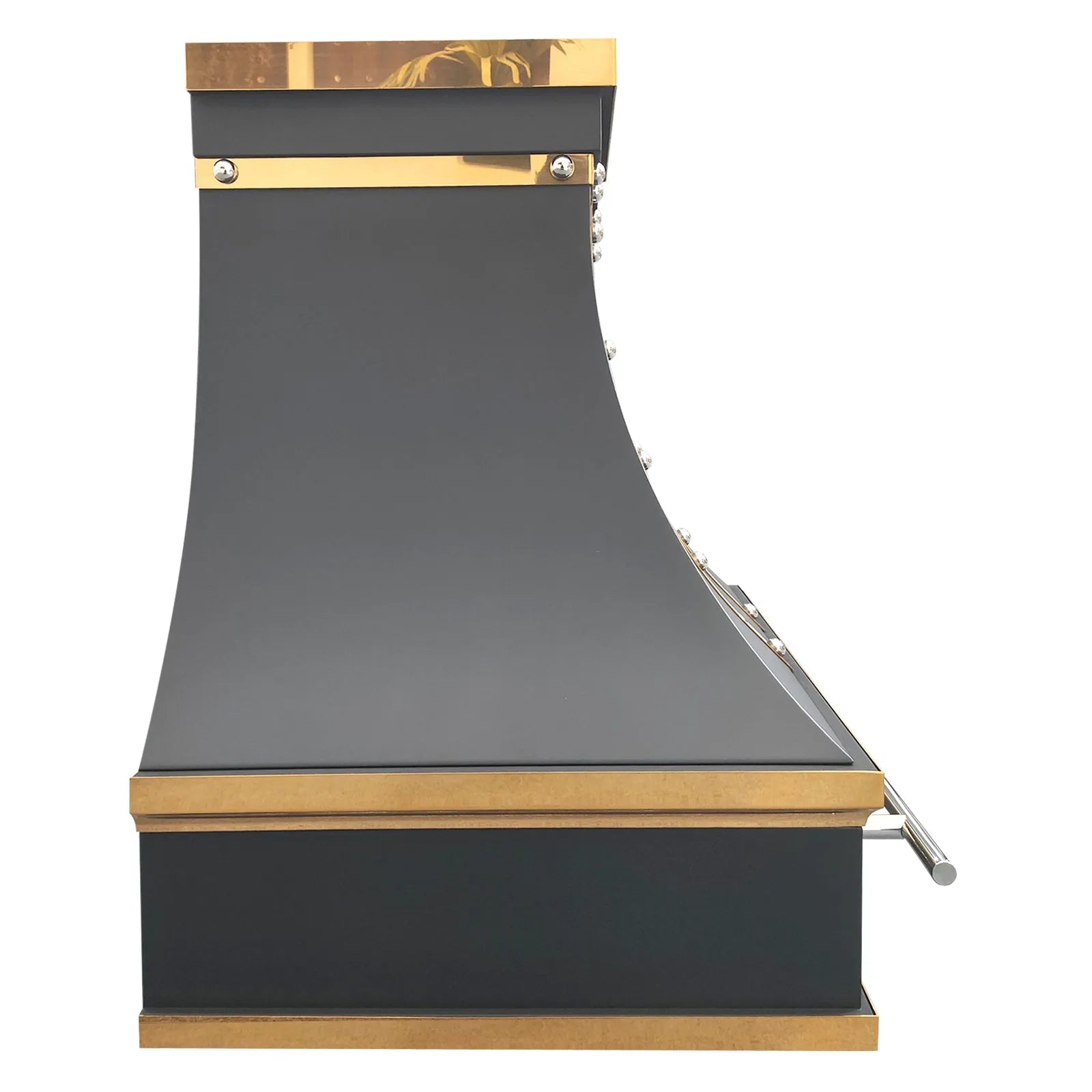 Fobest Black Vent Hood with Polished Brass Straps and Pot Rail FSS-416-Stainless Steel Range Hood-Fobest
