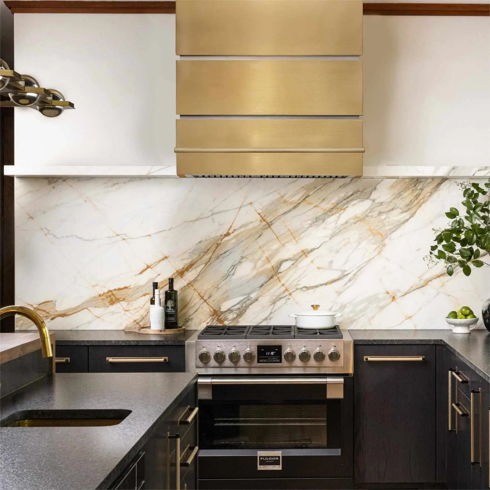 Fobest Brass Range Hood with Brass Pot Rail FSS-207-Stainless Steel Range Hood-Fobest