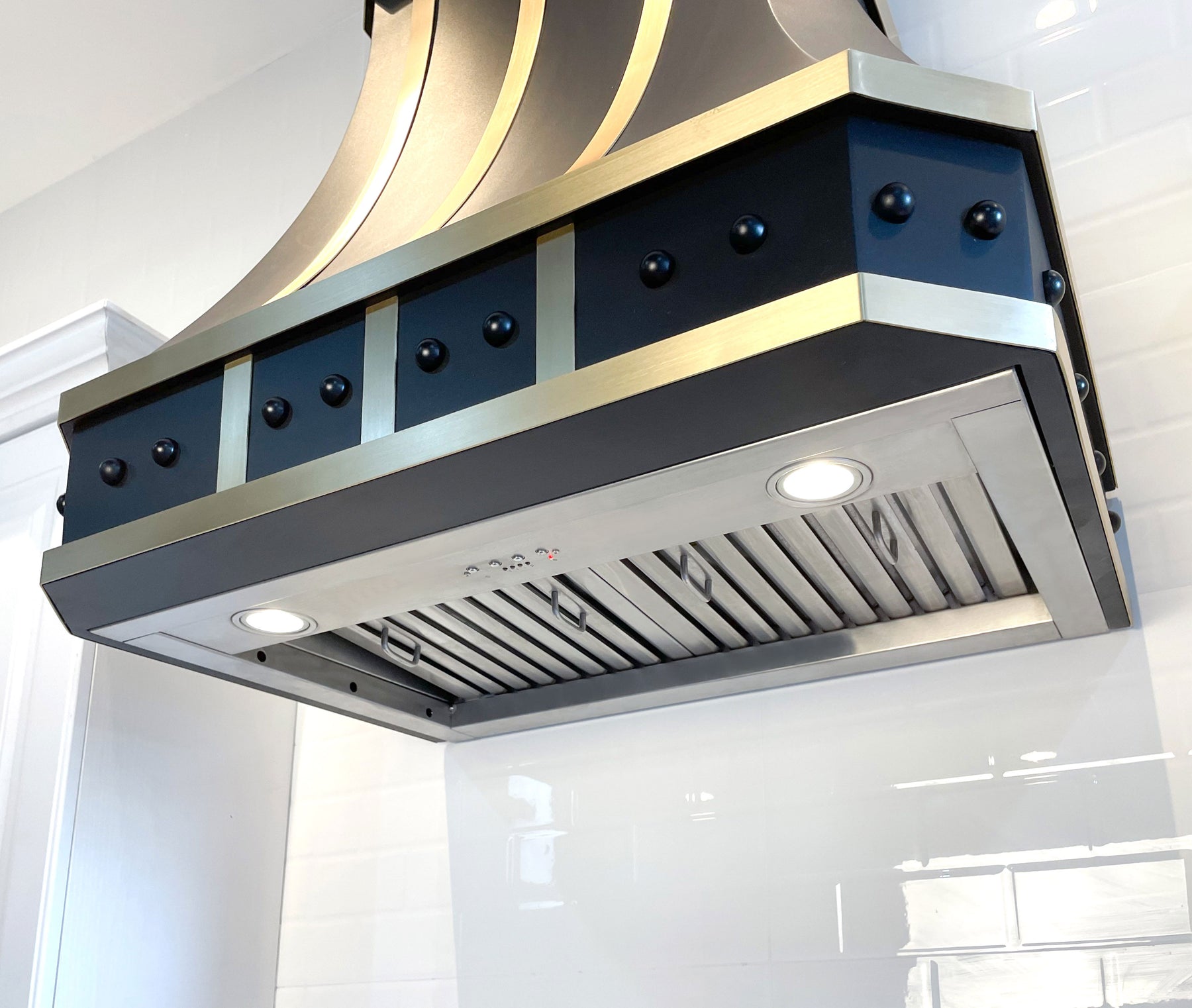 Fobest Brass Range Hood with Polished Gold Trim FSS-382-Stainless Steel Range Hood-Fobest
