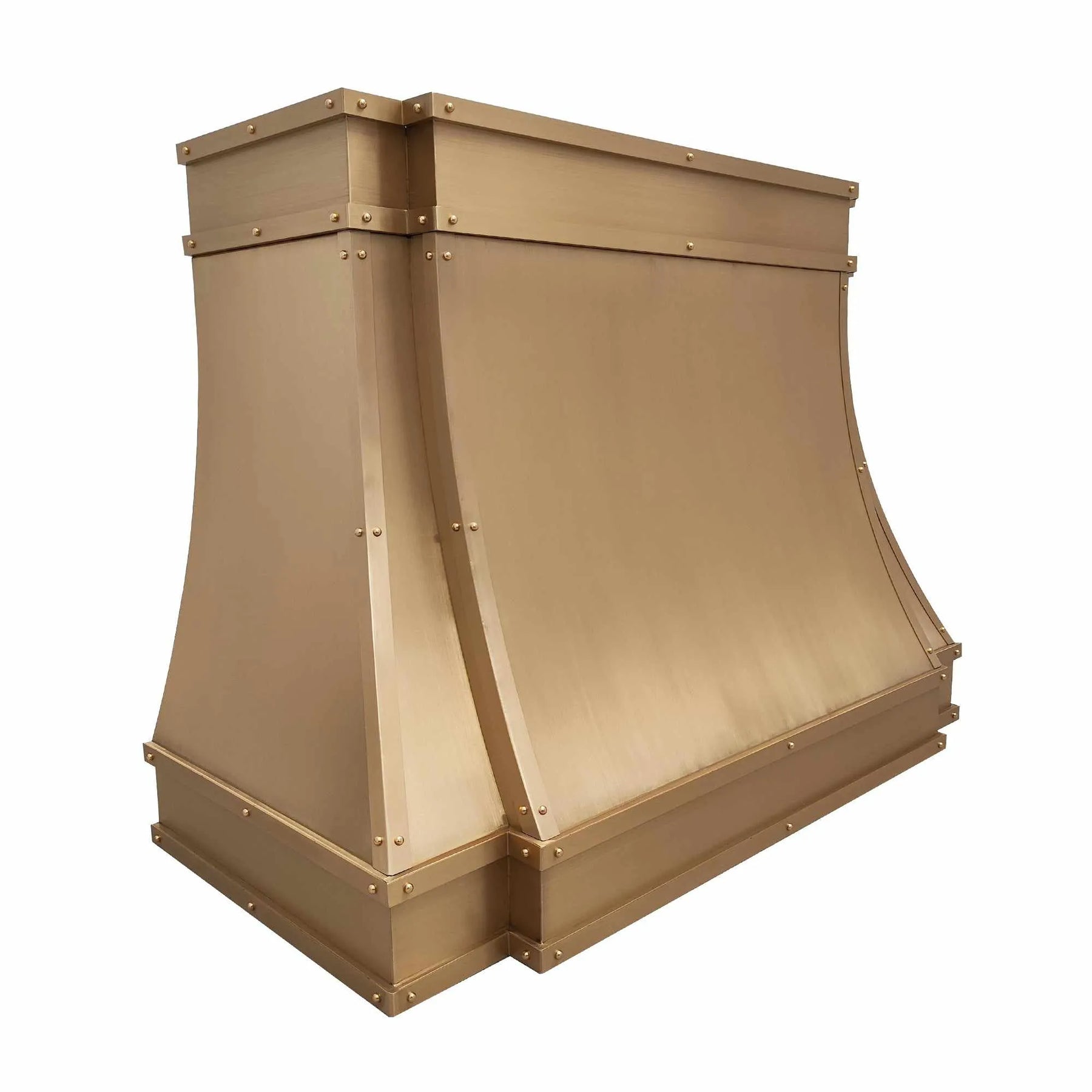 Fobest Brushed Brass Kitchen Hood with Rivets FSS-225-Stainless Steel Range Hood-Fobest