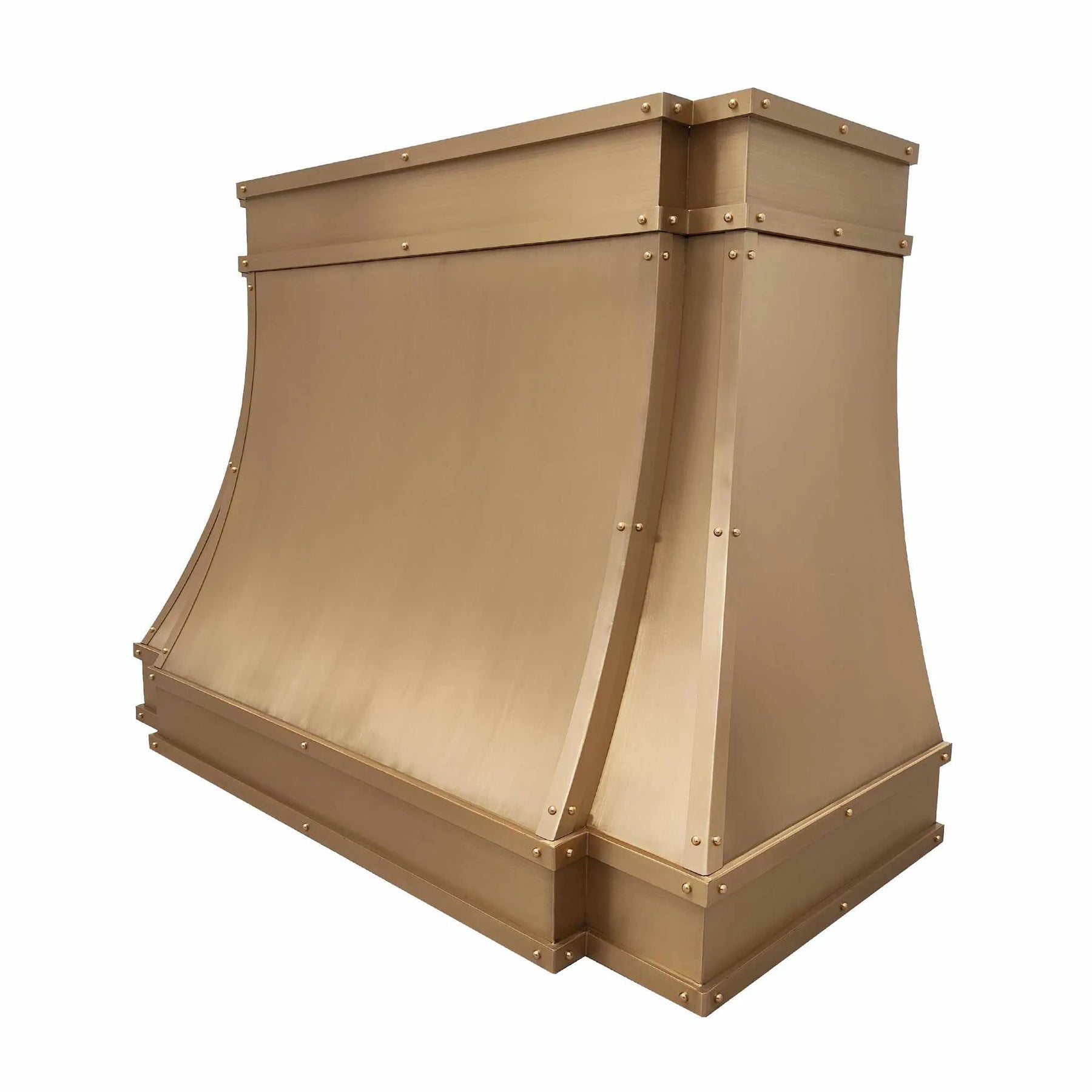 Fobest Brushed Brass Kitchen Hood with Rivets FSS-225-Stainless Steel Range Hood-Fobest