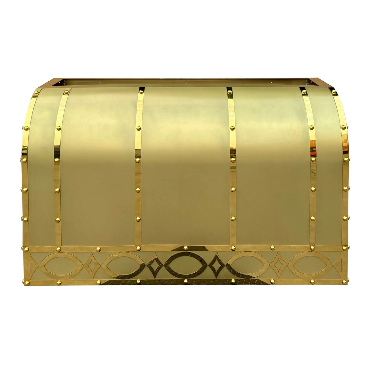 Fobest Brushed Brass Range Hood with Polished Brass Straps FSS-324-Stainless Steel Range Hood-Fobest