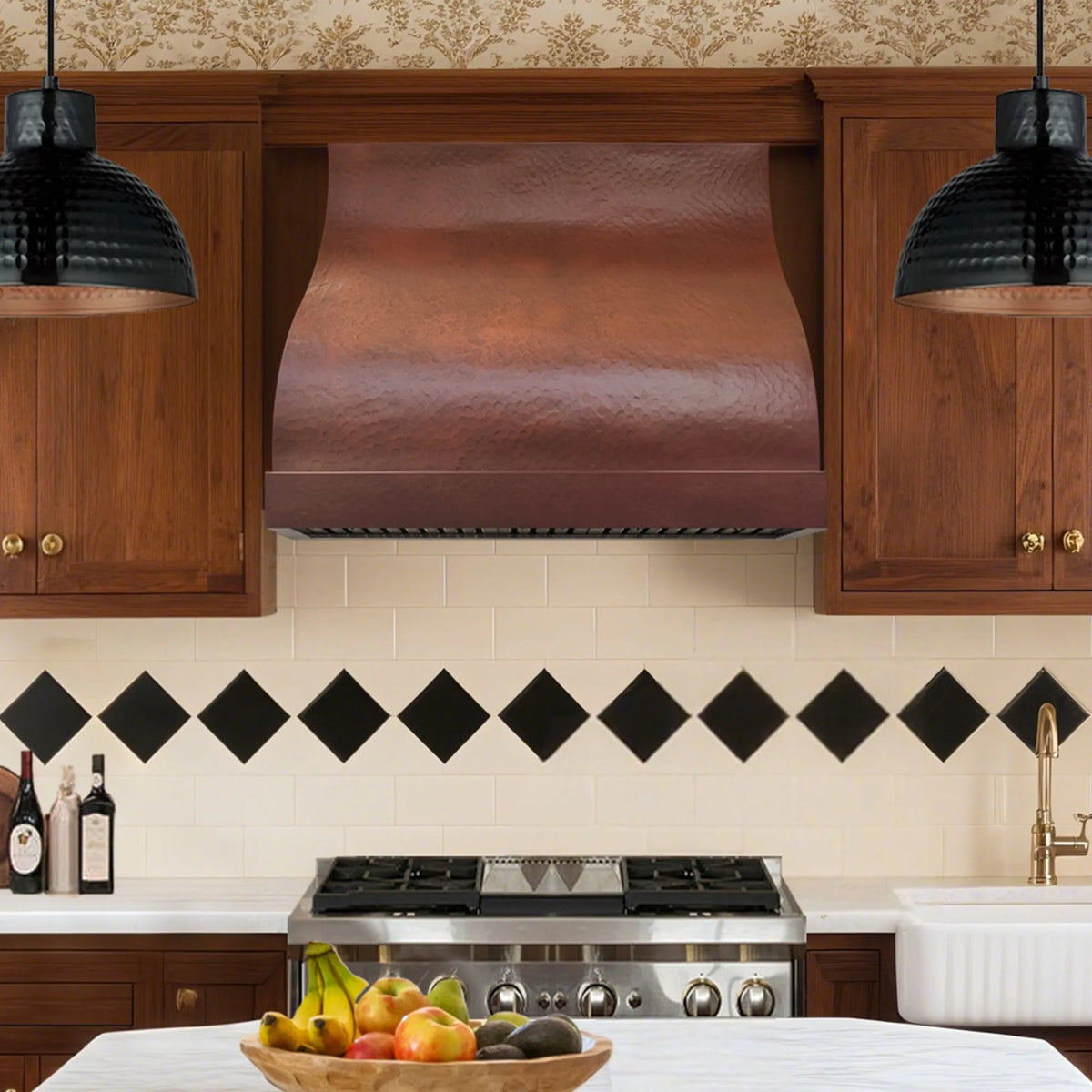 Fobest Copper Curved Range Hood Hammered Finish FCP-273-Copper Range Hood-Fobest