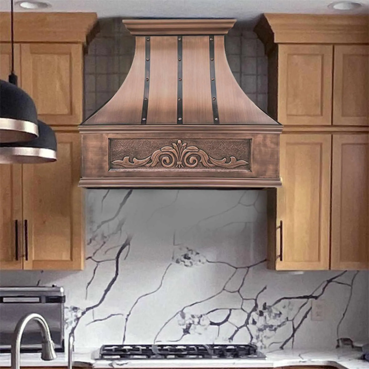 Fobest Copper Custom Range Hood with Frame Apron FCP-17-Copper Range Hood-Fobest