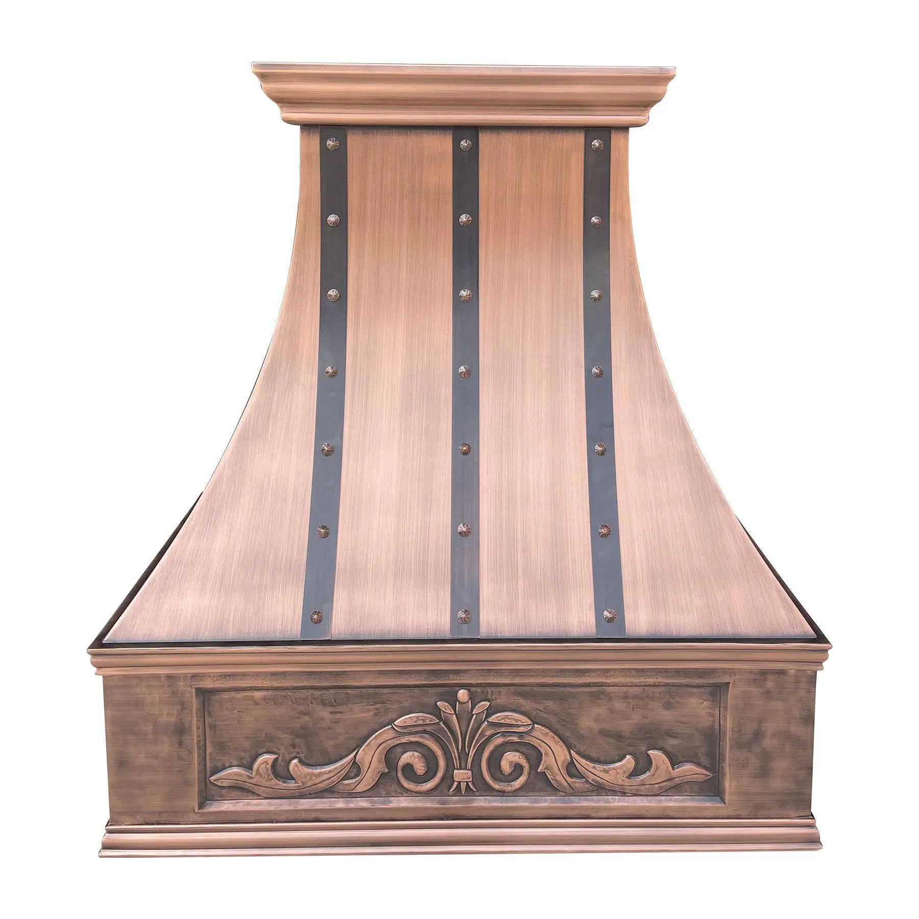 Fobest Copper Custom Range Hood with Three Vertical Straps FCP-97-Copper Range Hood-Fobest
