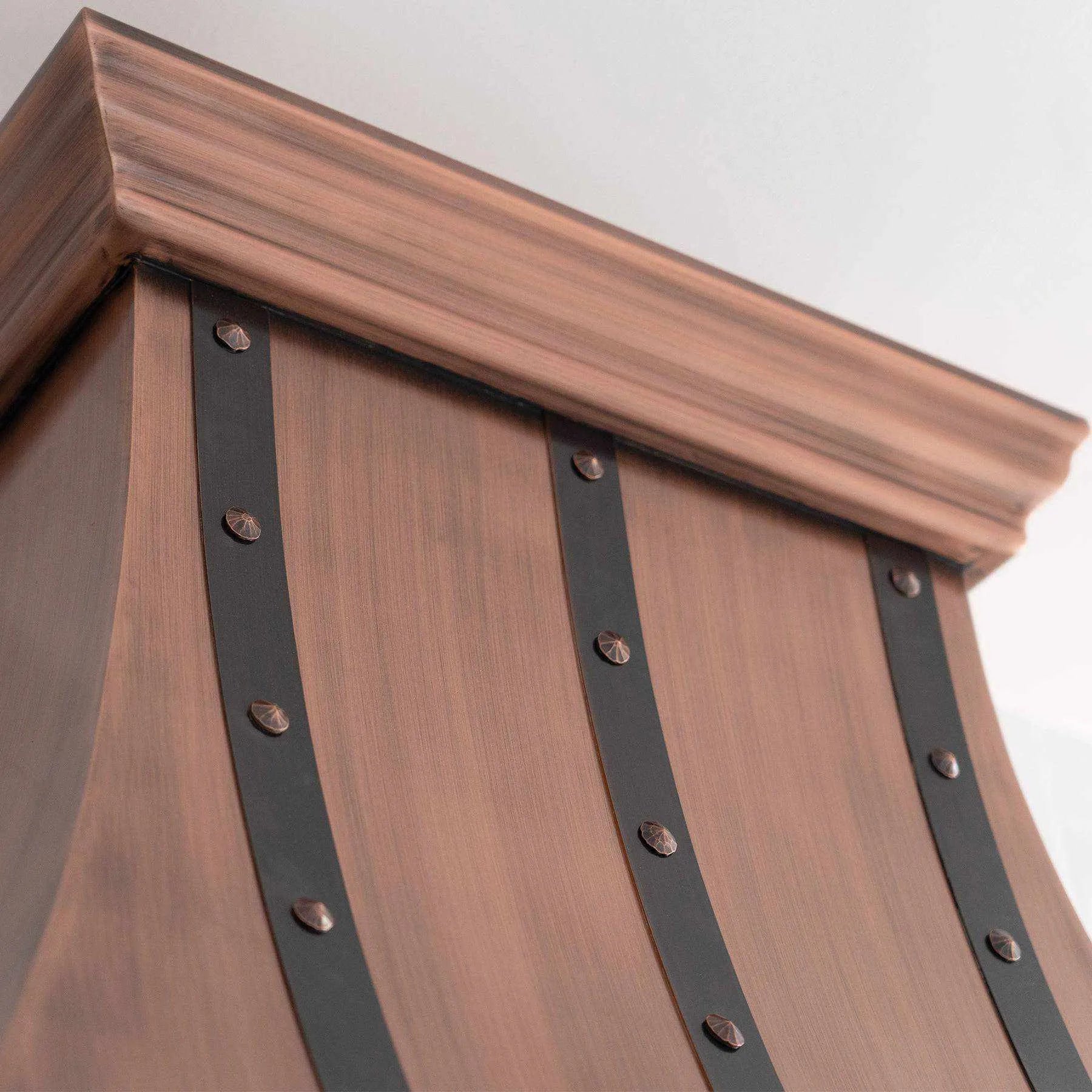 Fobest Copper Custom Range Hood with Three Vertical Straps FCP-97-Copper Range Hood-Fobest