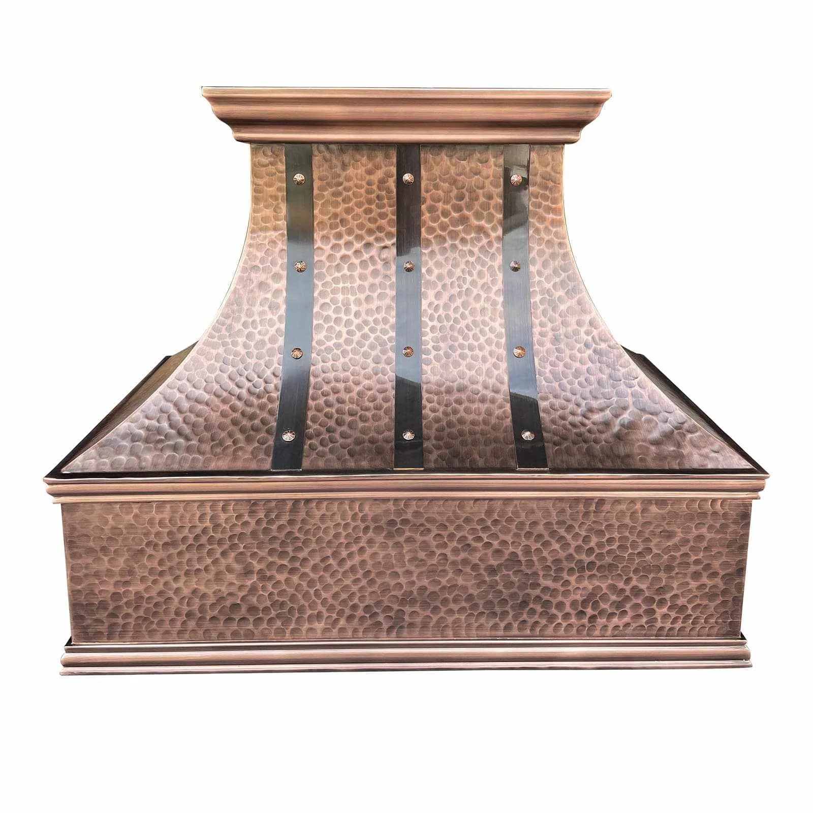 Fobest Copper Custom Range Hood with Three Vertical Straps FCP-97-Copper Range Hood-Fobest