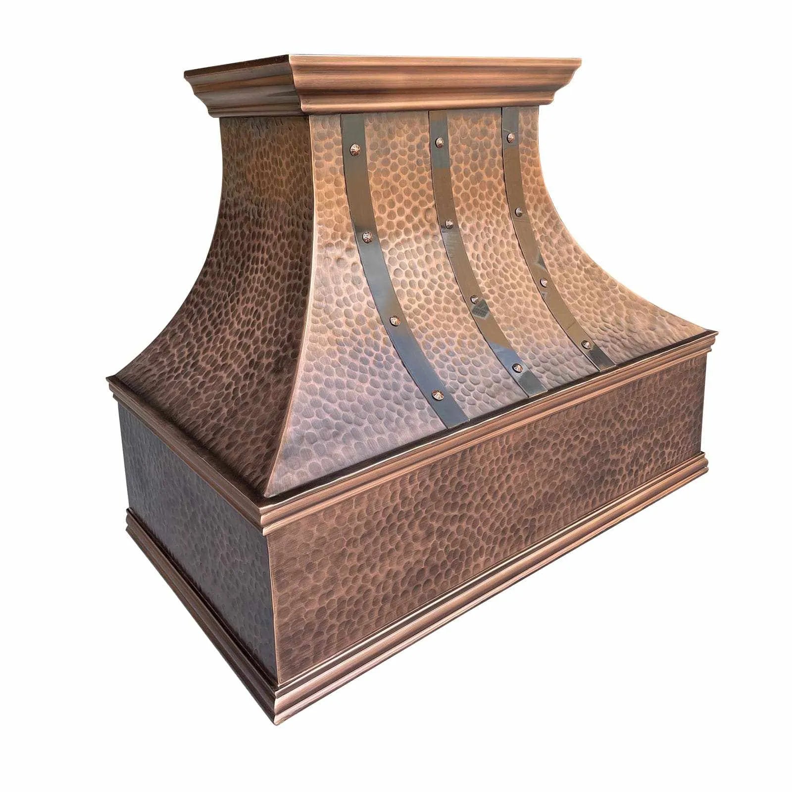 Fobest Copper Custom Range Hood with Three Vertical Straps FCP-97-Copper Range Hood-Fobest