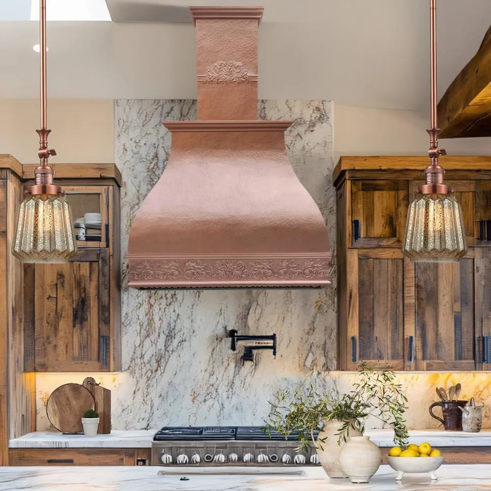 Fobest Copper Kitchen Hood with Chimney Design FCP-238-Copper Range Hood-Fobest