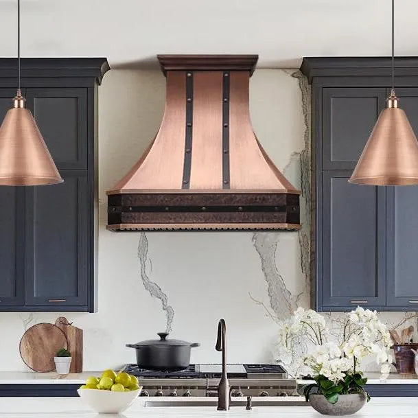 Fobest Copper Kitchen Hood with Dark Antique Apron FCP-239-Copper Range Hood-Fobest