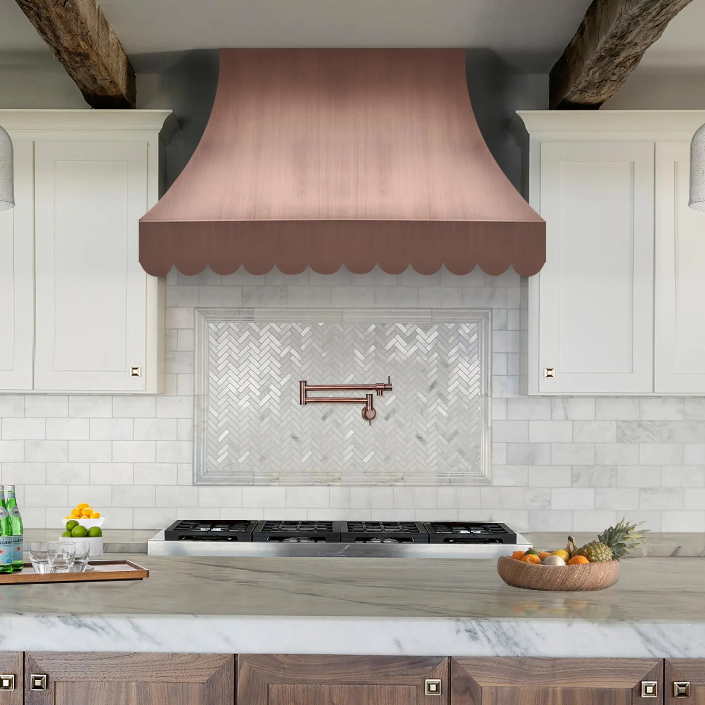 Fobest Copper Kitchen Stove Hood with Scalloped Bottom FCP-244-Copper Range Hood-Fobest