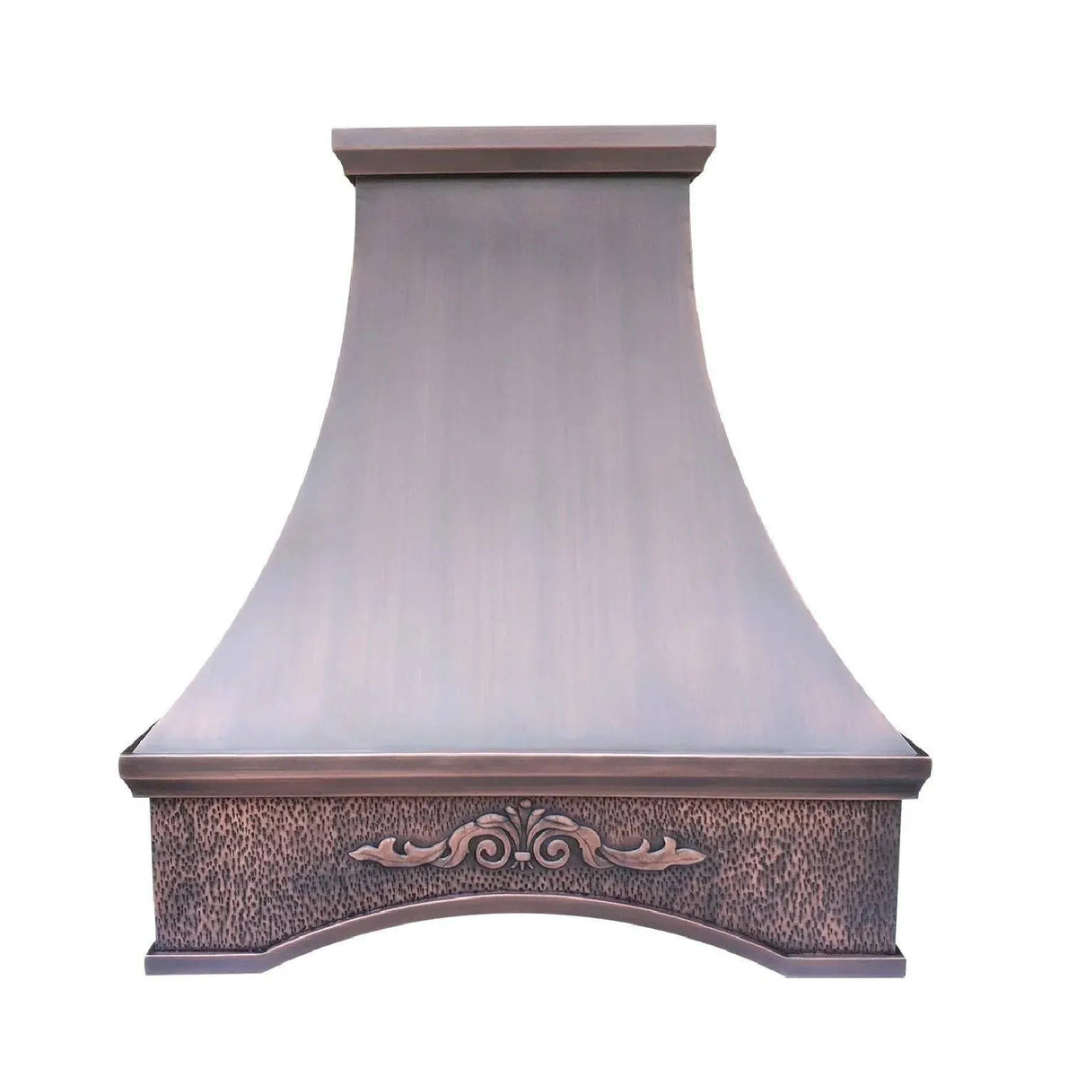 Fobest dark copper range hood with smooth texture and handcrafted apron detail